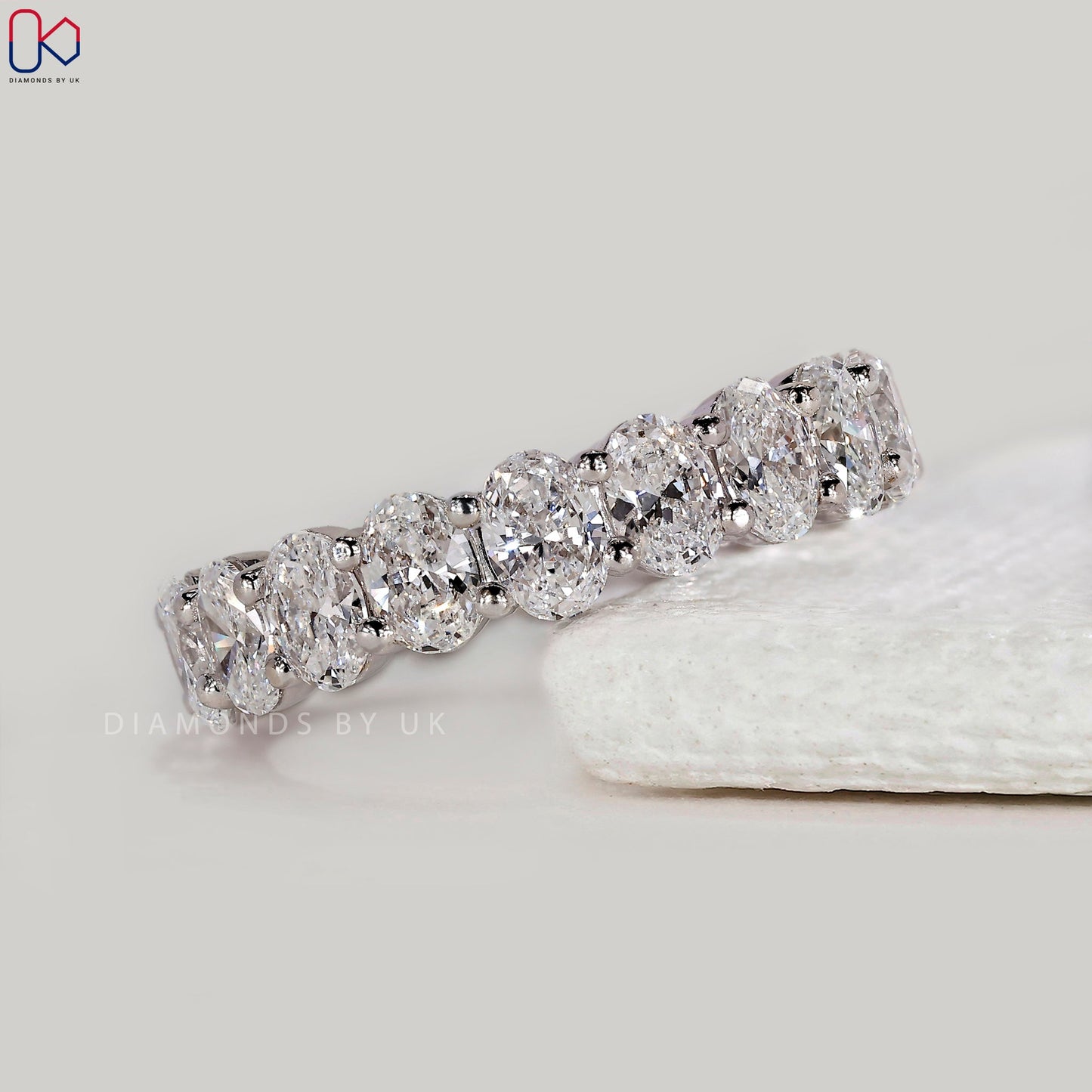 White Gold Oval Diamond Eternity Band