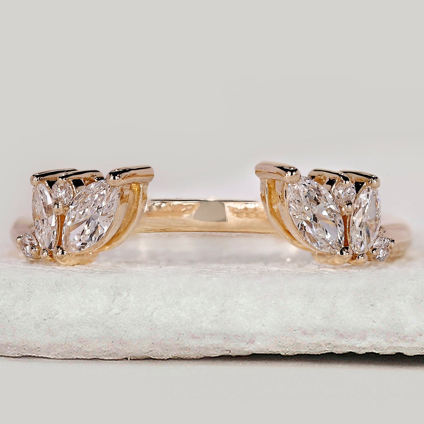 Marquise and Round cut Open Gap Wedding Band