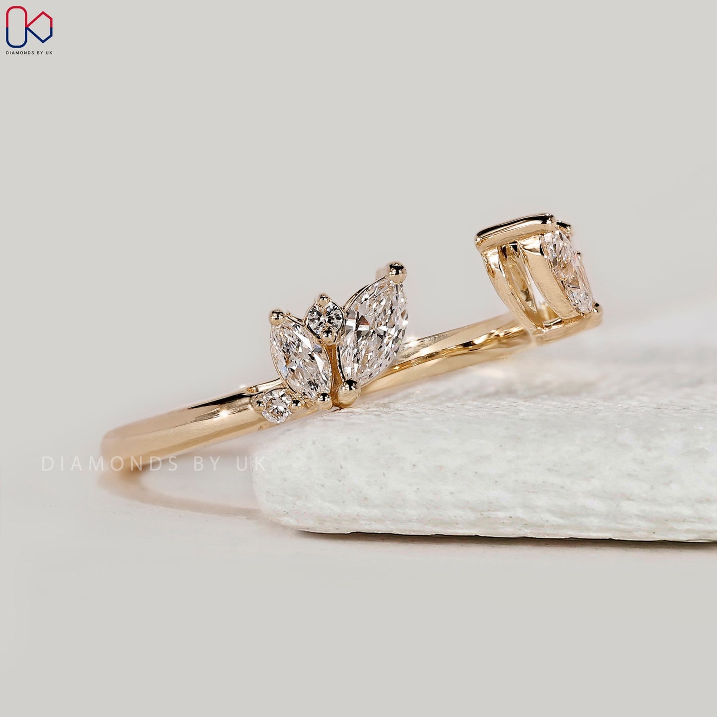 Marquise and Round cut Open Gap Wedding Band
