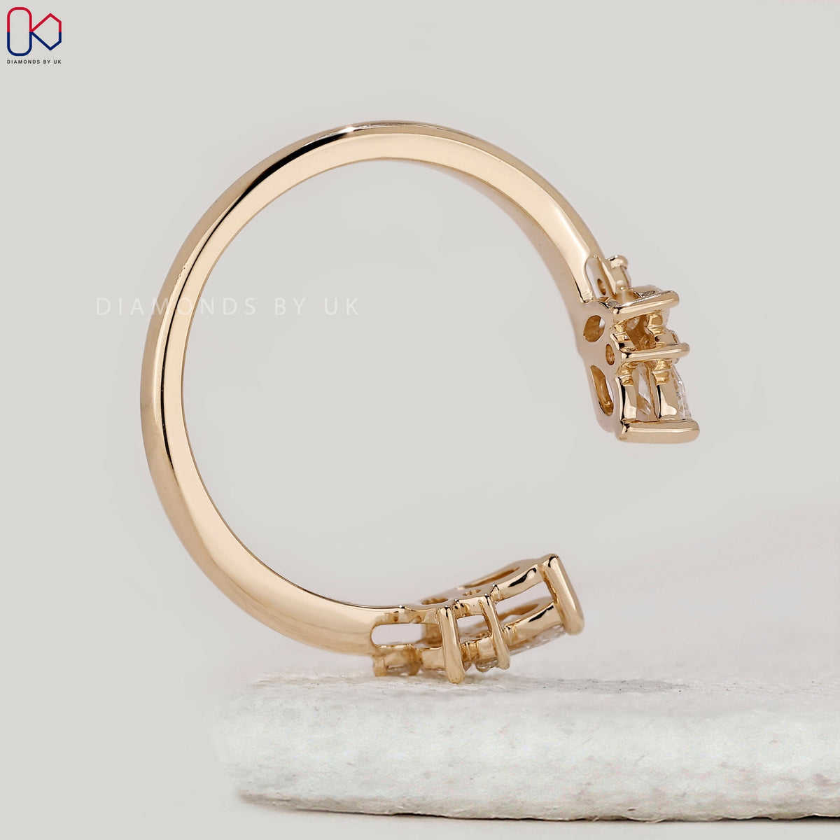 Marquise and Round cut Open Gap Wedding Band