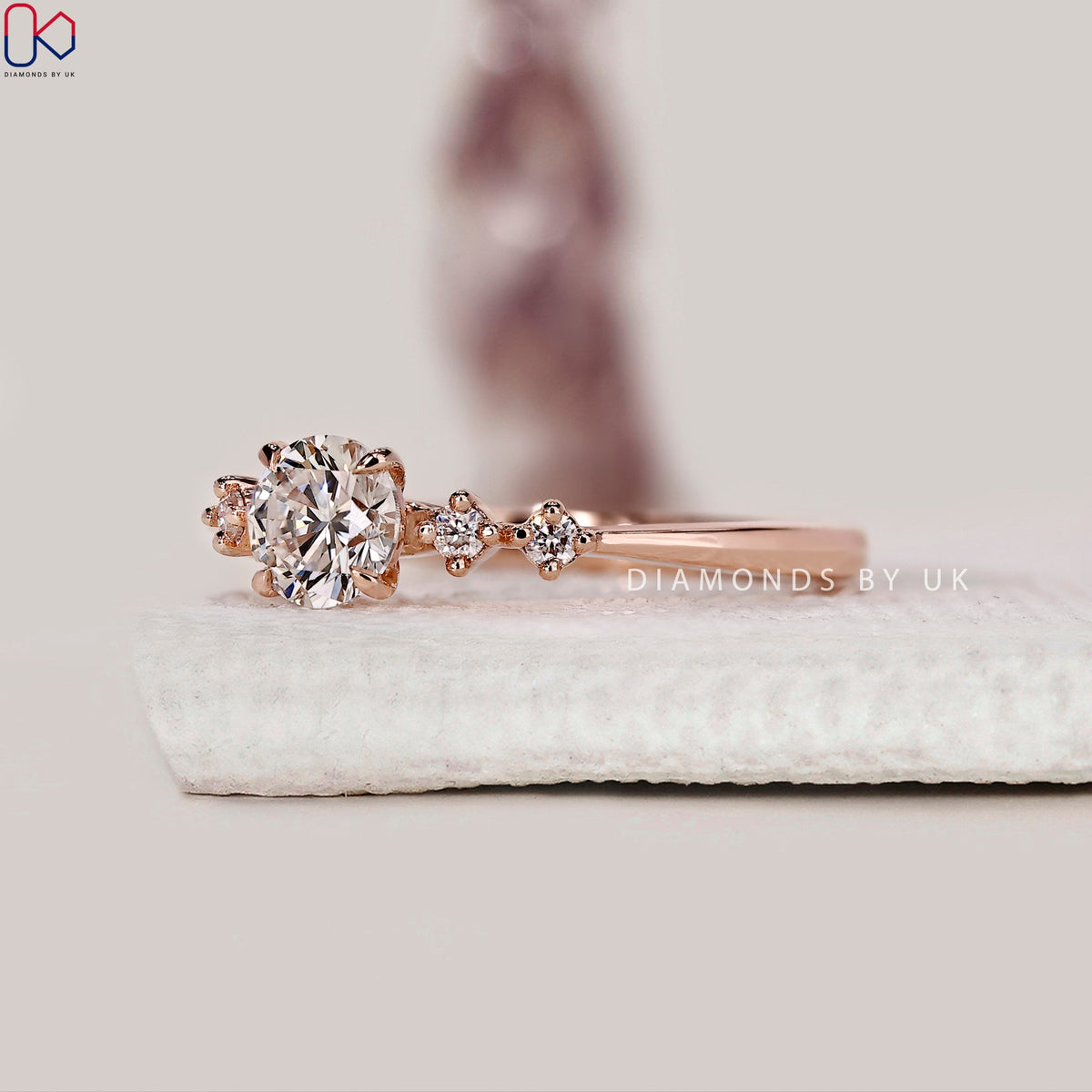 5 Stone Diamond Ring In Rose Gold Band
