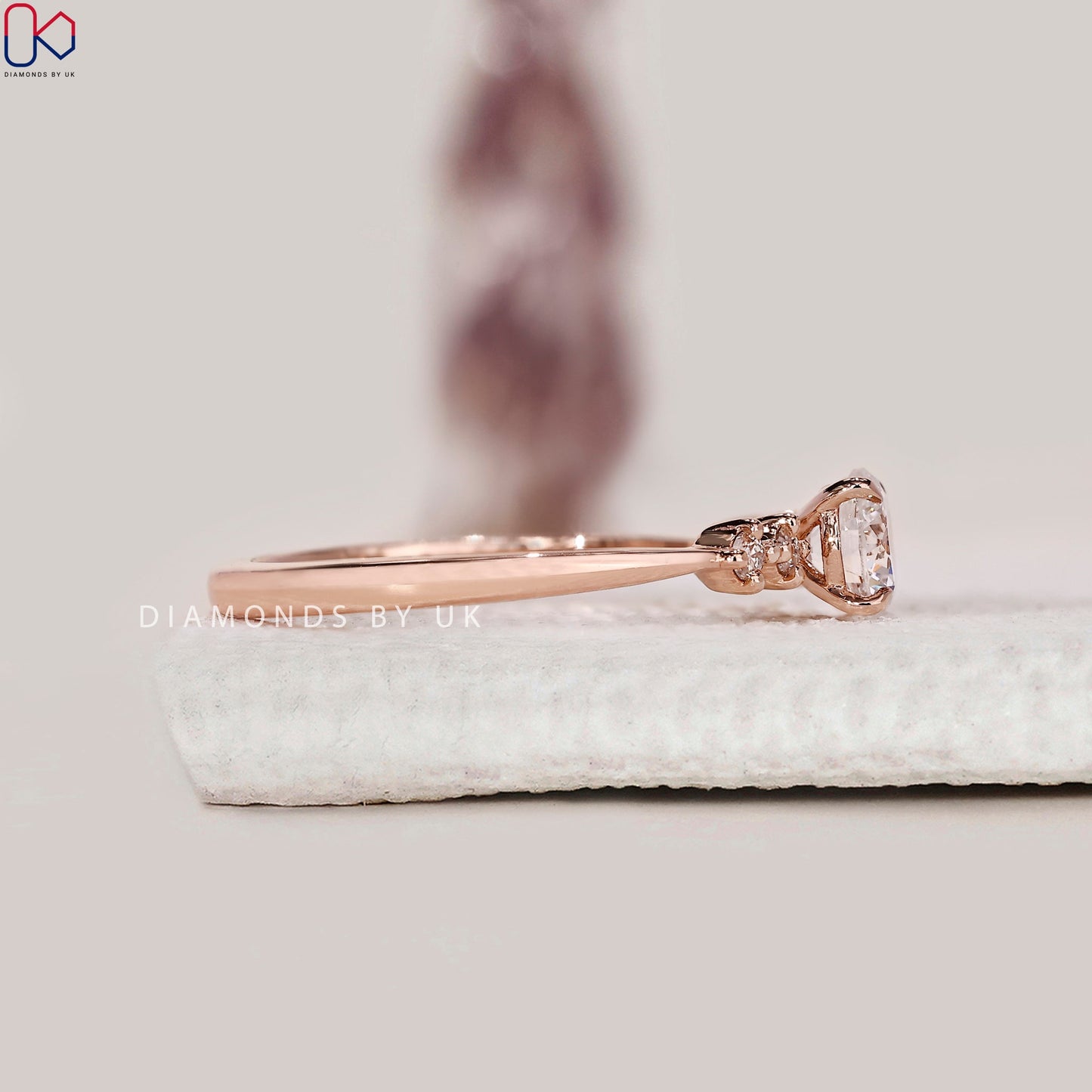 5 Stone Diamond Ring In Rose Gold Band
