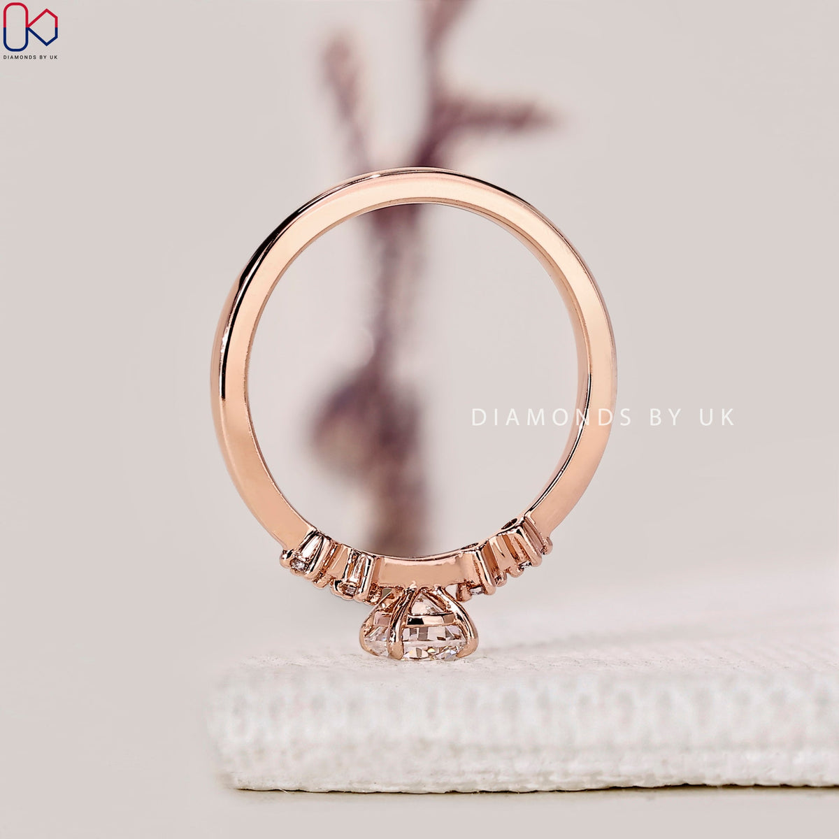 5 Stone Diamond Ring In Rose Gold Band