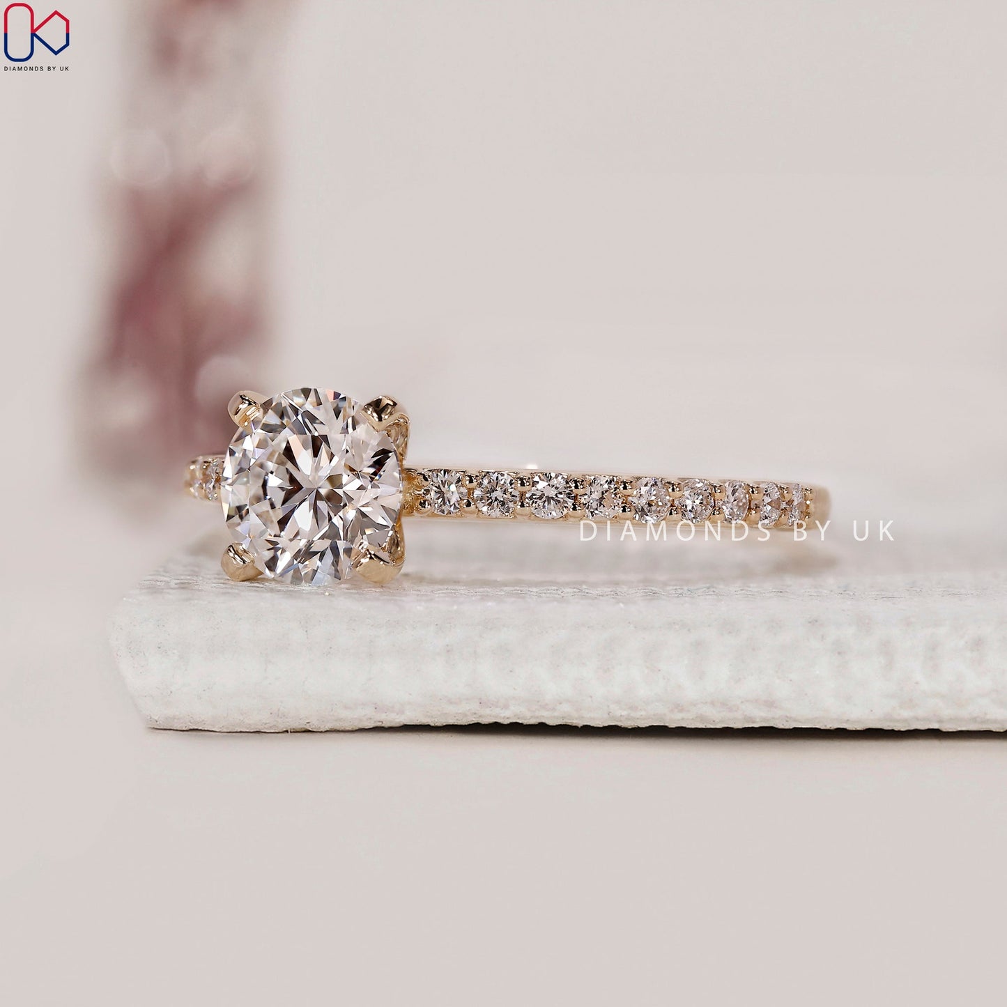Round Diamond Engagement Ring In Pave Setting
