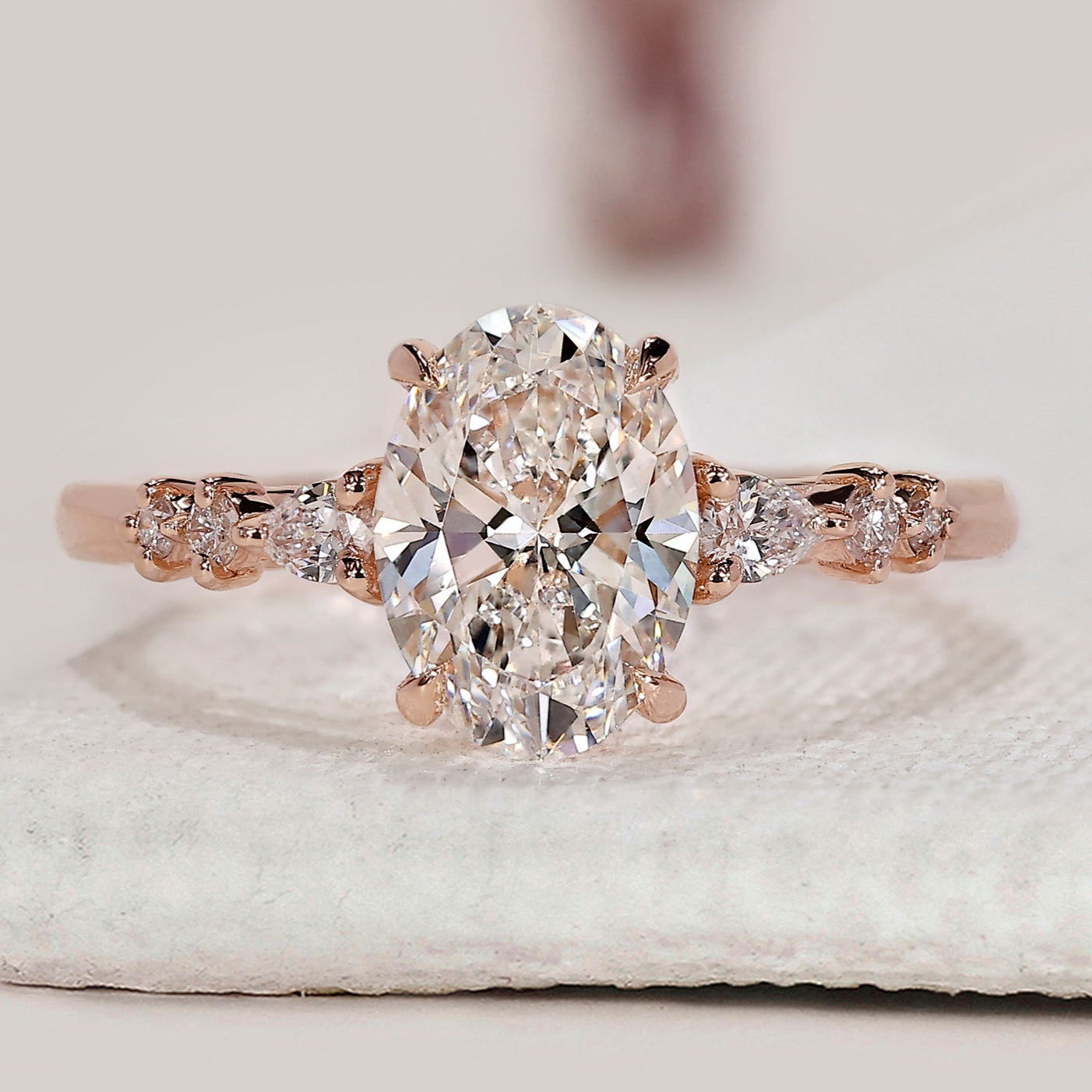 7 Stone Diamond Ring With Oval Cut