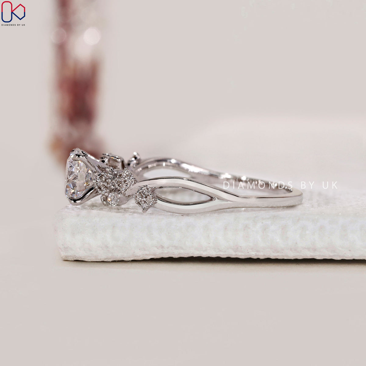 Nature Inspired Round Cut Engagement Ring