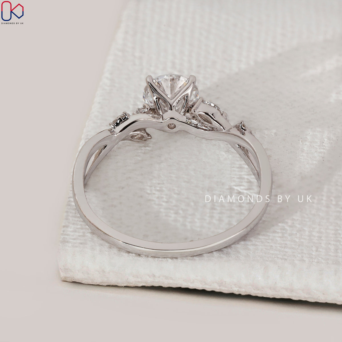 Nature Inspired Round Cut Engagement Ring