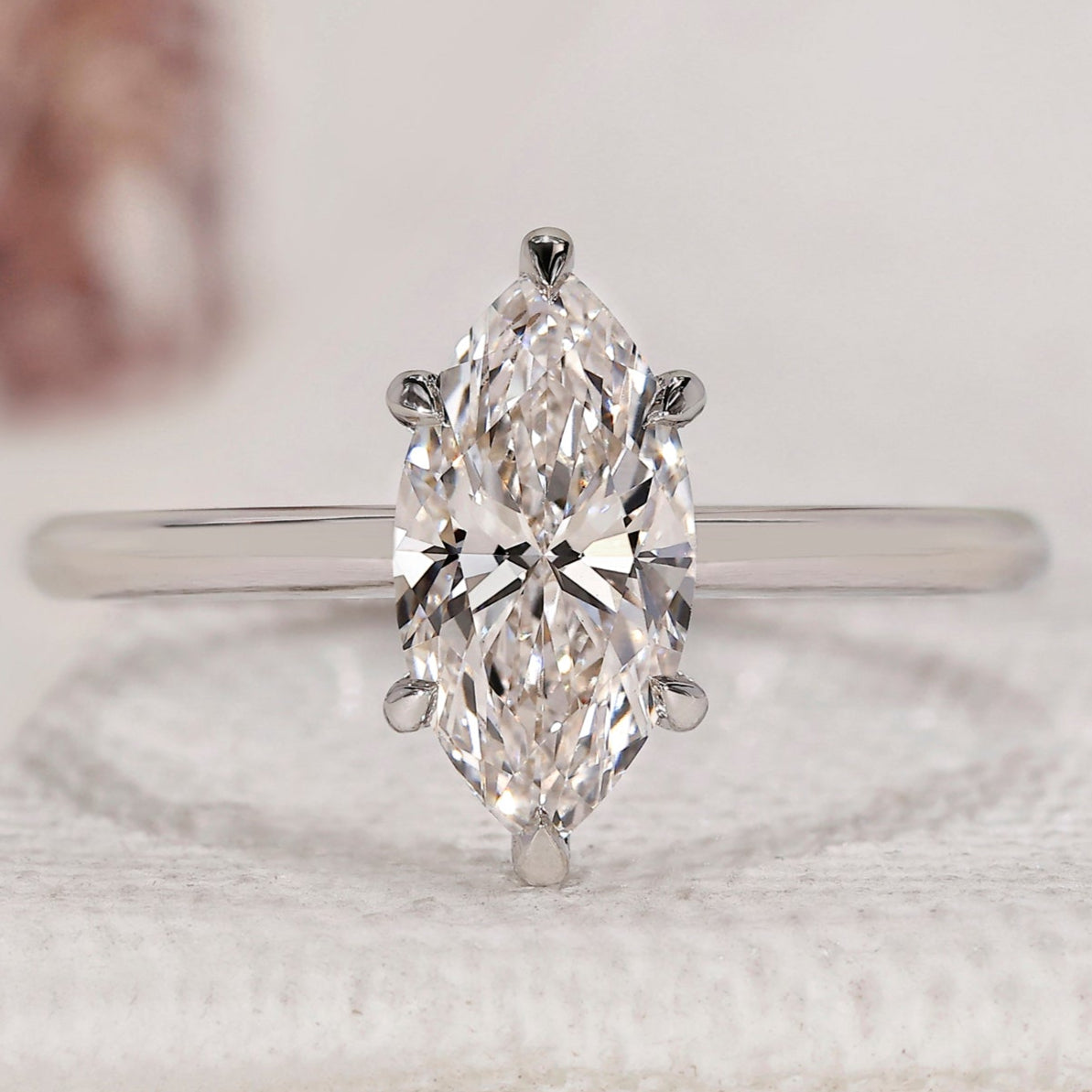Marquise Cut Diamond Ring In White Gold