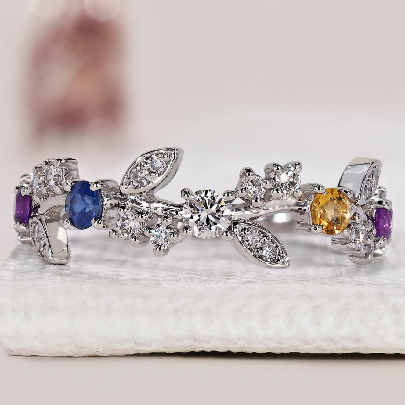Round Diamond Half Eternity Wedding Band