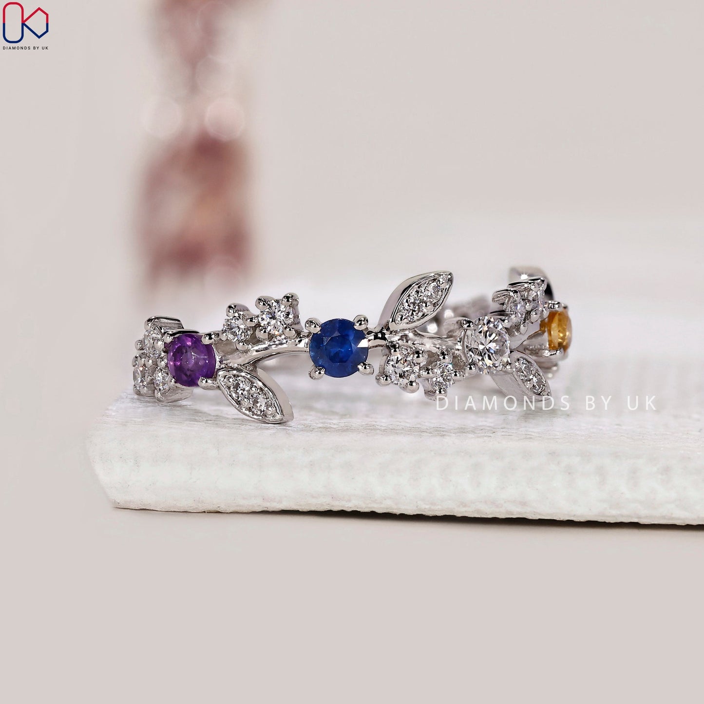 Round Diamond Half Eternity Wedding Band