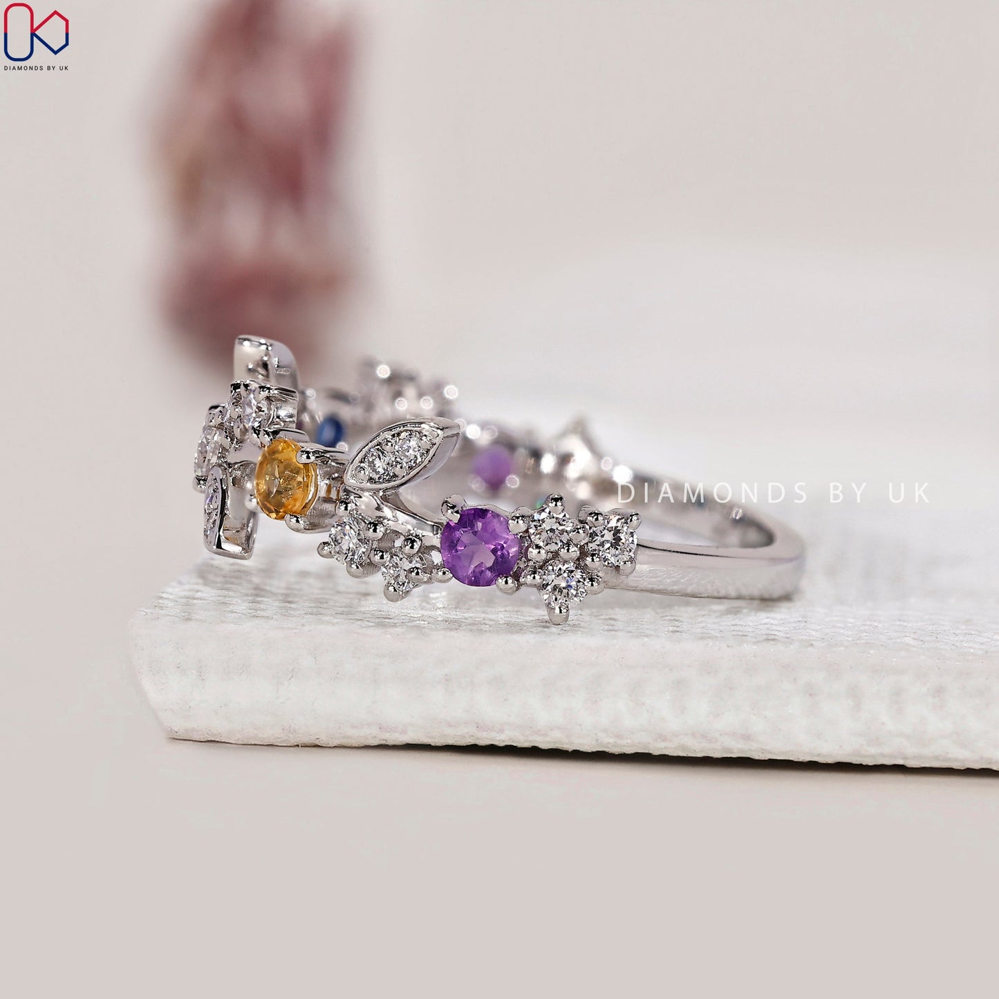 Round Diamond Half Eternity Wedding Band