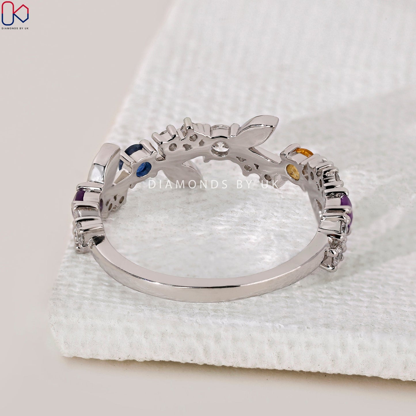Round Diamond Half Eternity Wedding Band