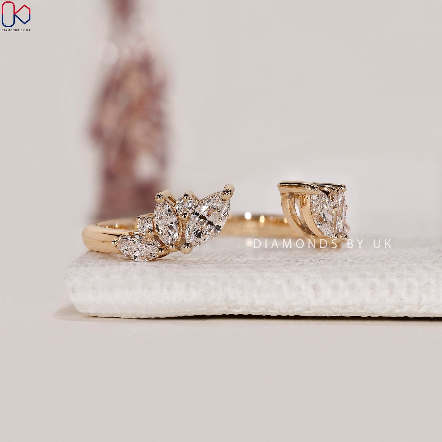 Open Gap Marquise And Round Diamond Band