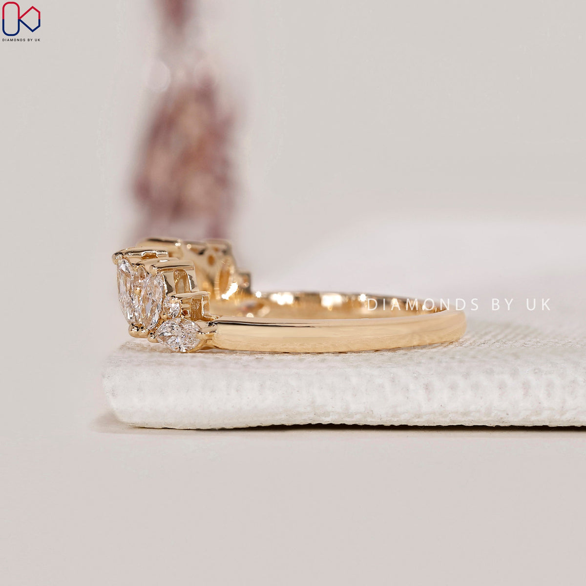 Open Gap Marquise And Round Diamond Band