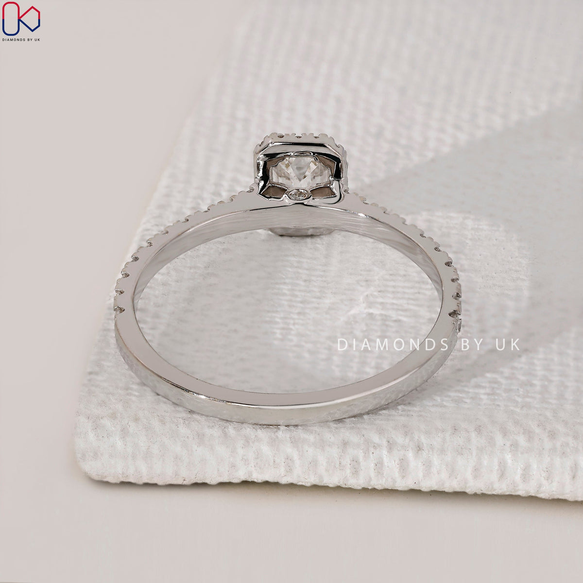 White Gold Emerald Cut Diamond Engagement Ring