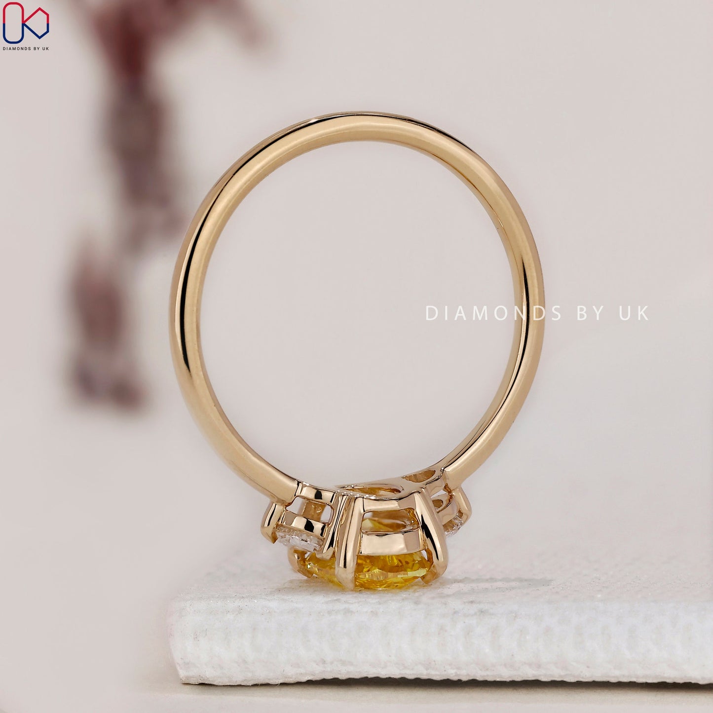 Yellow Diamond Engagement Ring - Oval And Half Moon