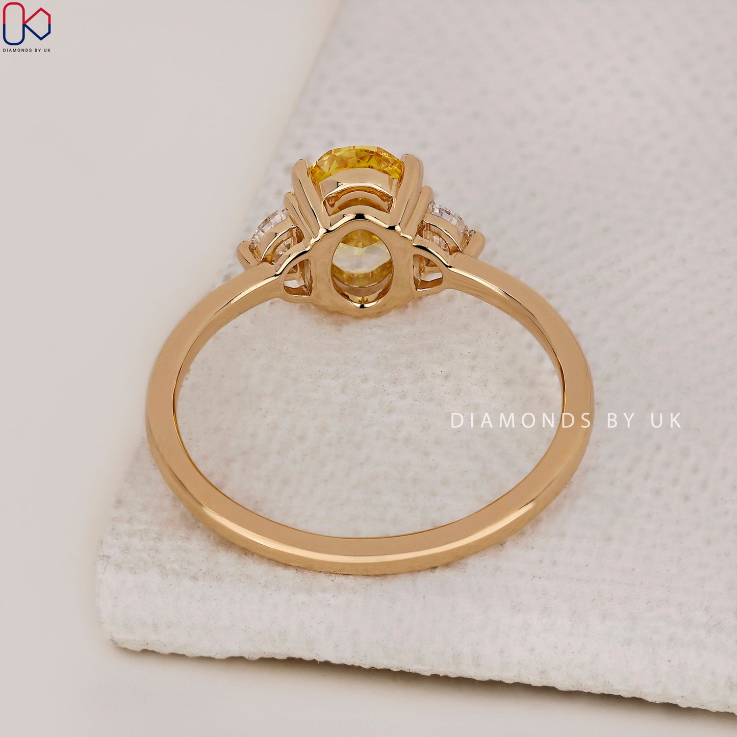 Yellow Diamond Engagement Ring - Oval And Half Moon