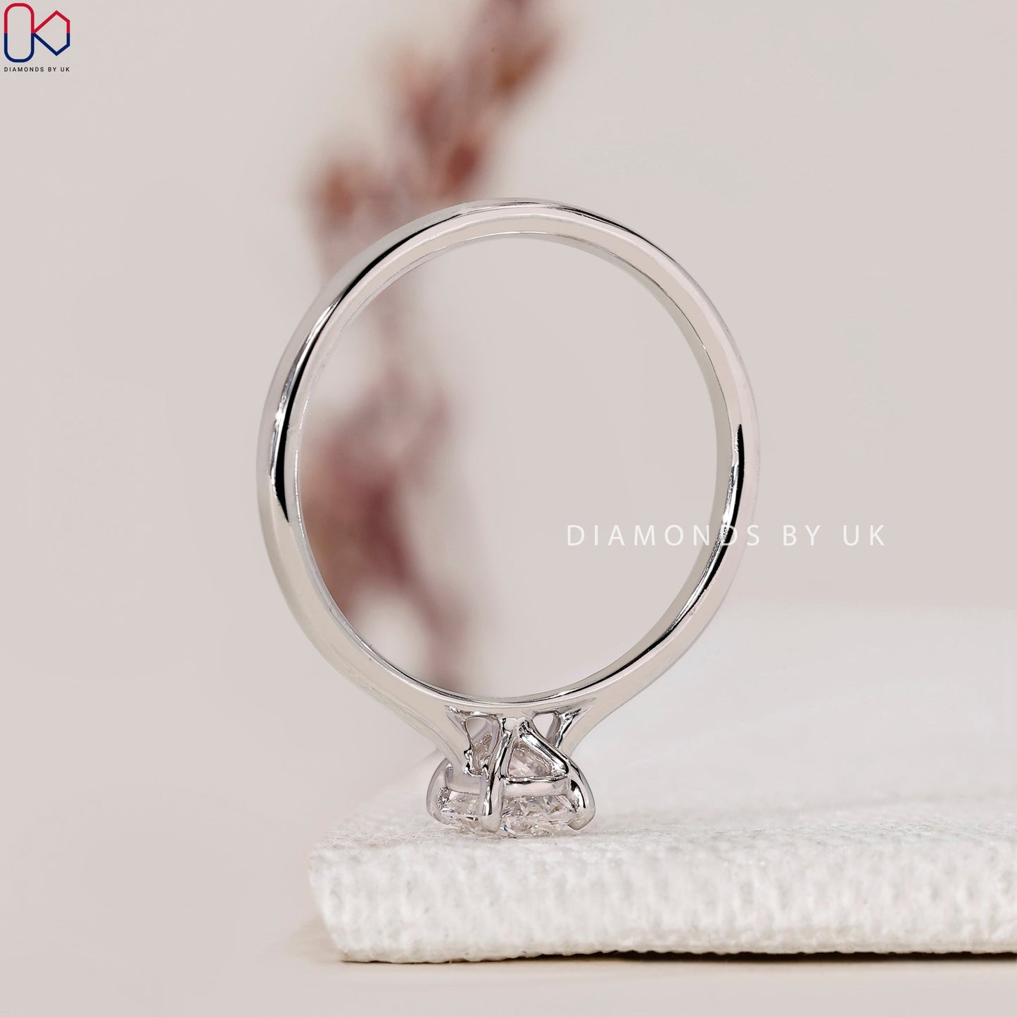 Solitaire Oval Cut Diamond Ring with Cathedral Setting