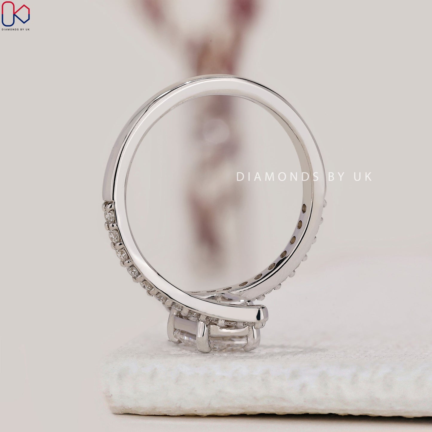 Emerald Cut Engagement Ring In Bypass Setting