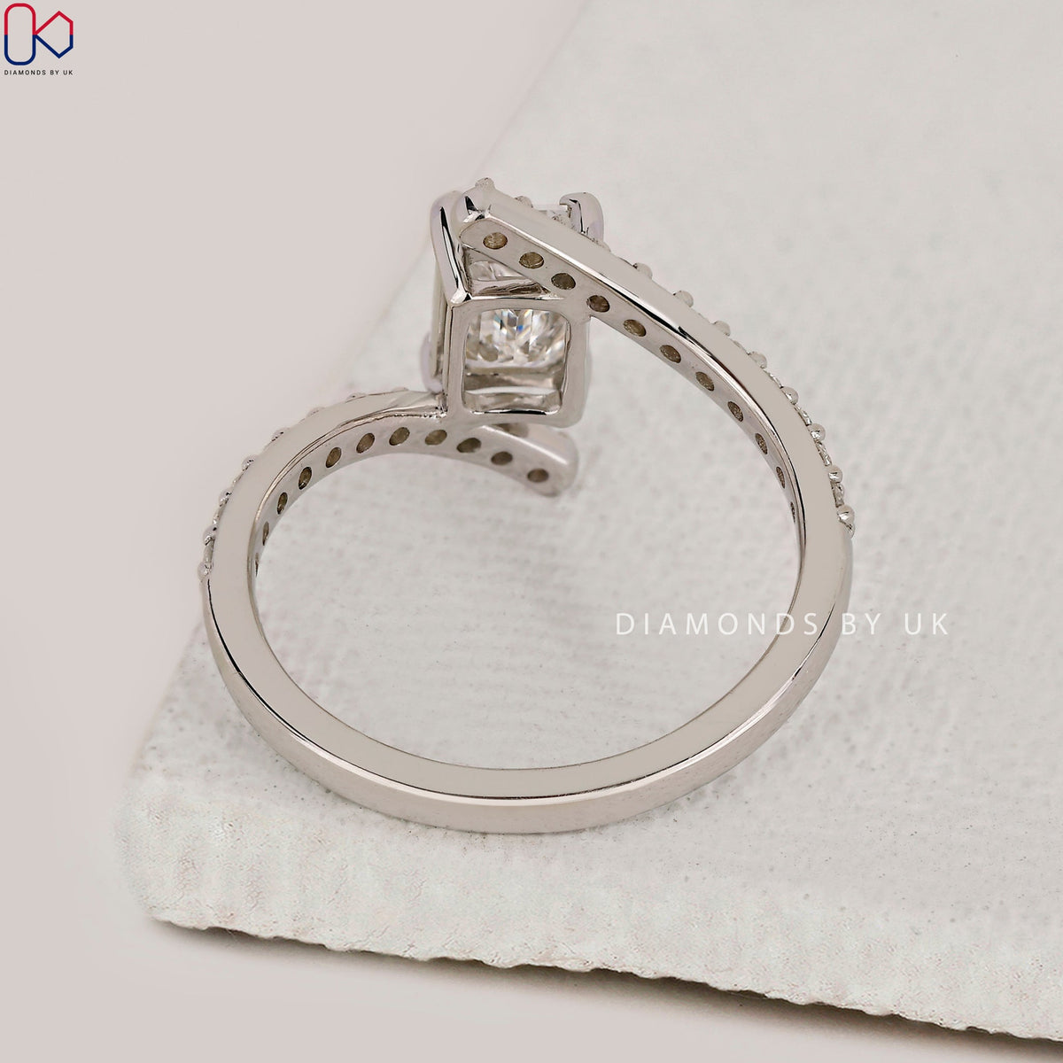 Emerald Cut Engagement Ring In Bypass Setting