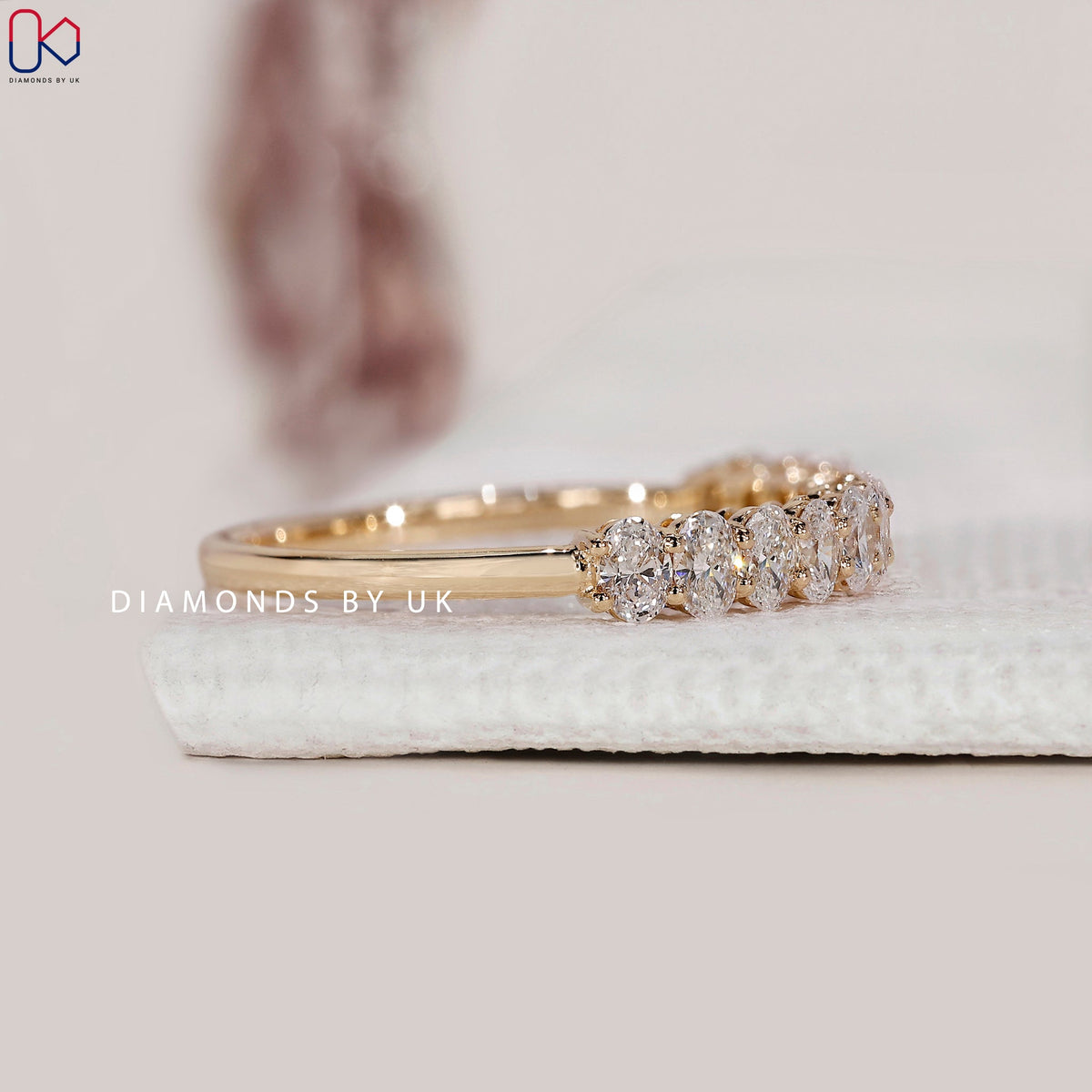 Half Eternity Oval Diamond Gold Band