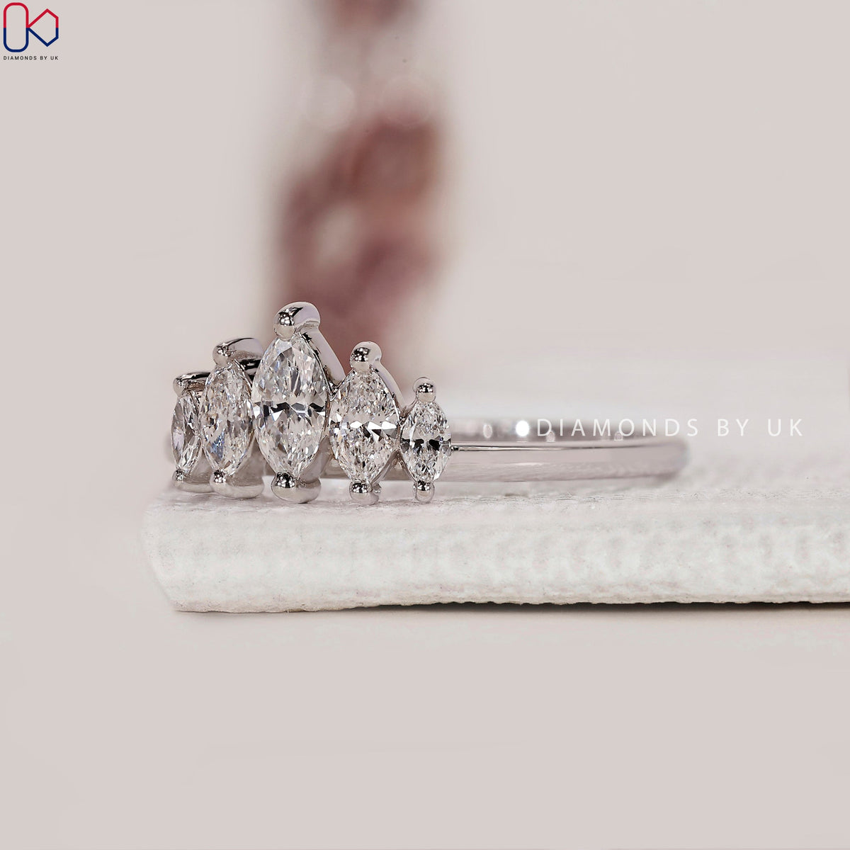 5 Stone Marquise Diamond Wedding Band