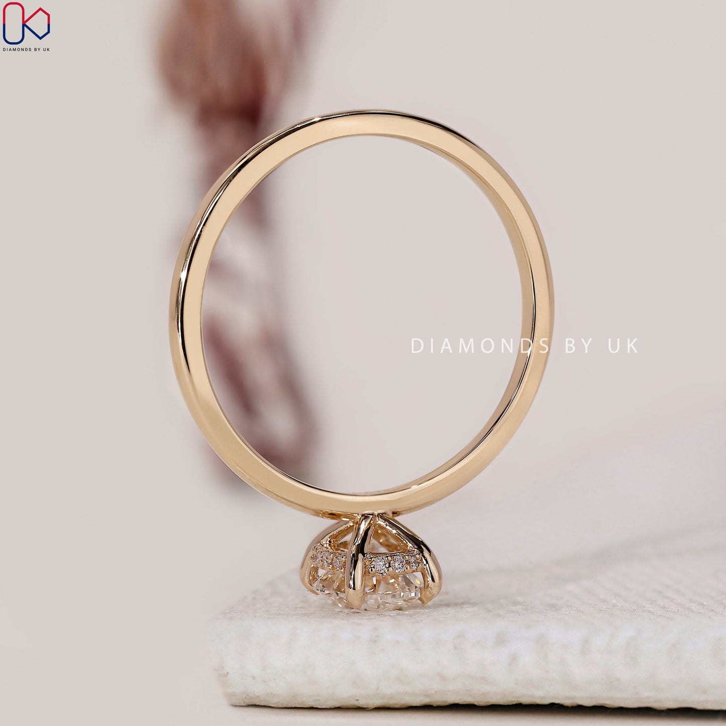 Hidden Halo Oval Cut Diamond Ring In Yellow Gold