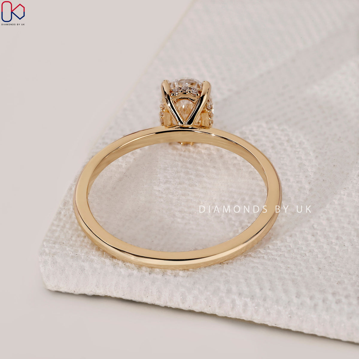Hidden Halo Oval Cut Diamond Ring In Yellow Gold