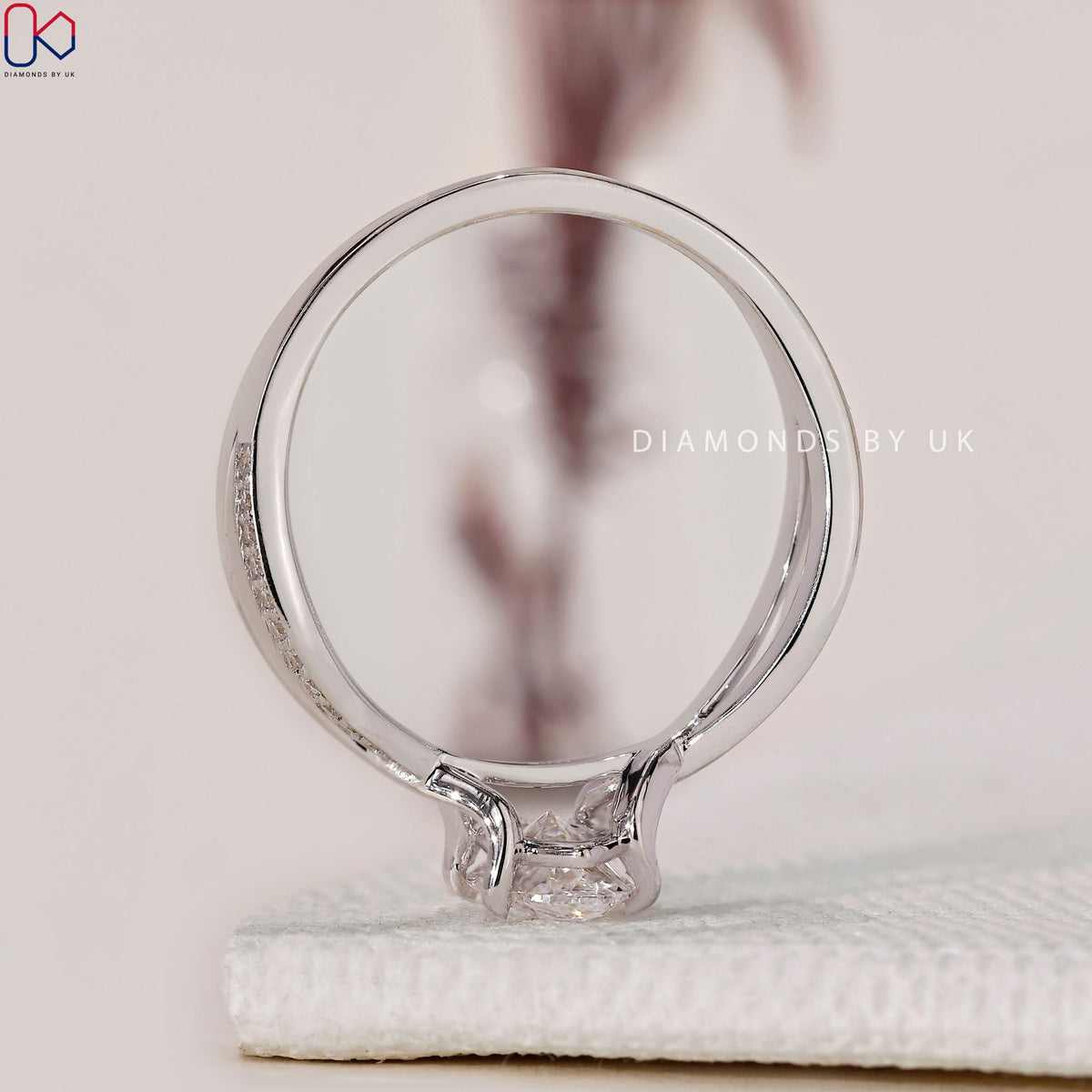 Marquise Cut Diamond Ring - Twisted Pave Style