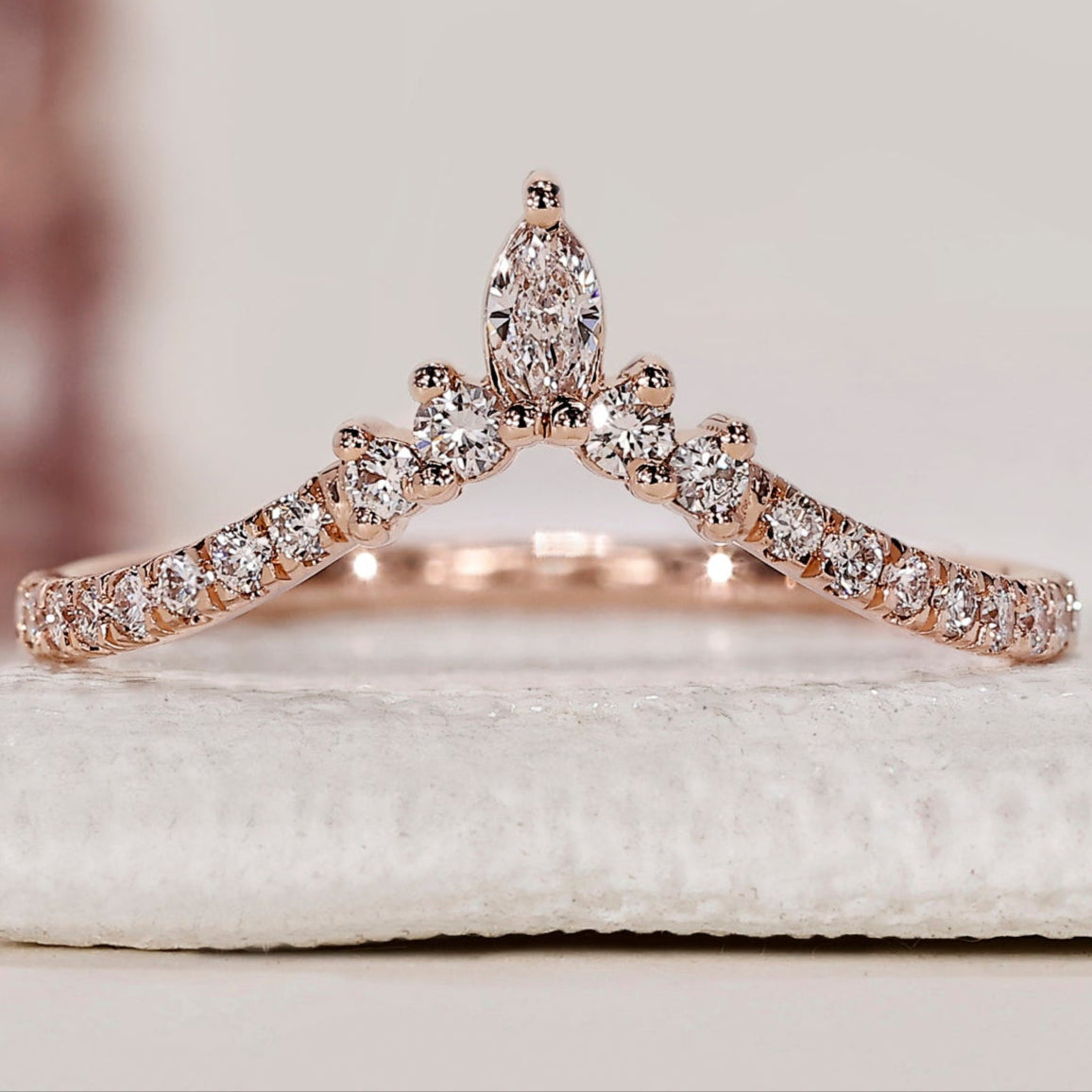 Tiara Wedding Band - Marquise And Round Diamond