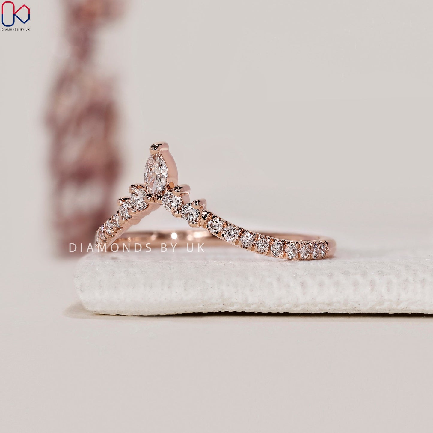 Tiara Wedding Band - Marquise And Round Diamond