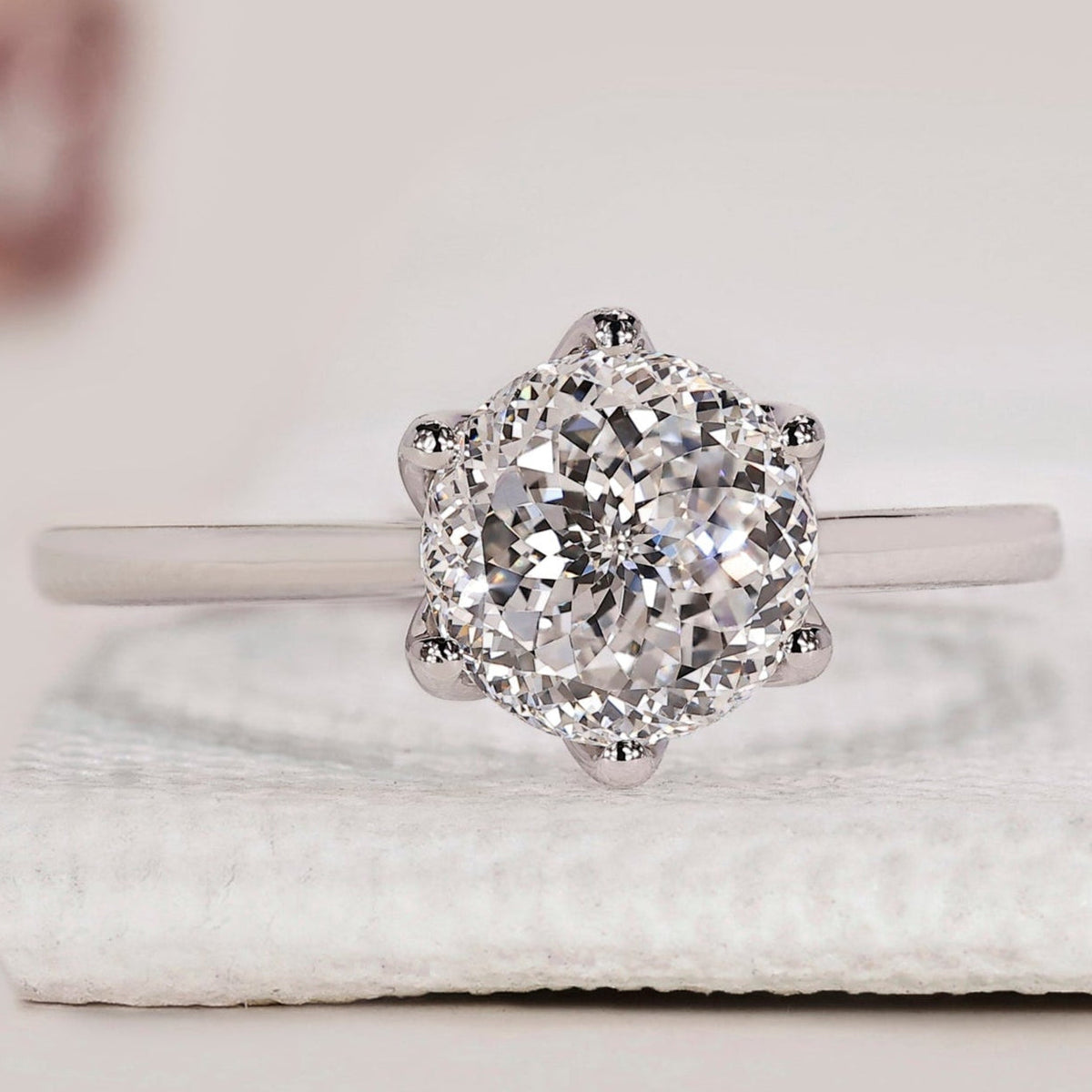 Portuguese Cut Diamond Ring In Solitaire Style