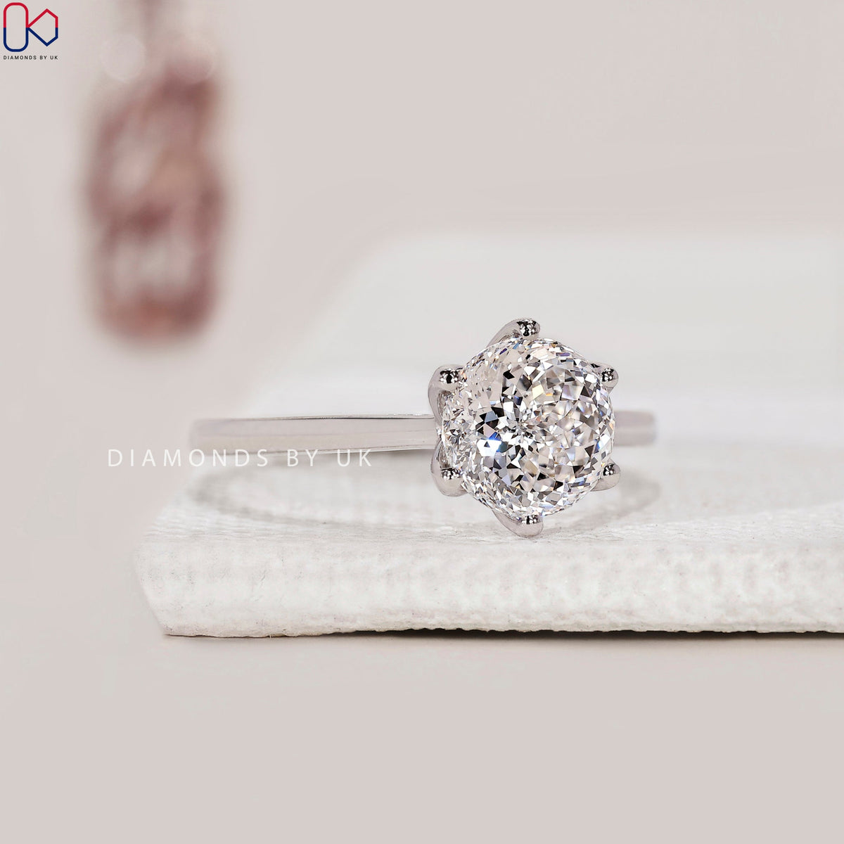 Portuguese Cut Diamond Ring In Solitaire Style