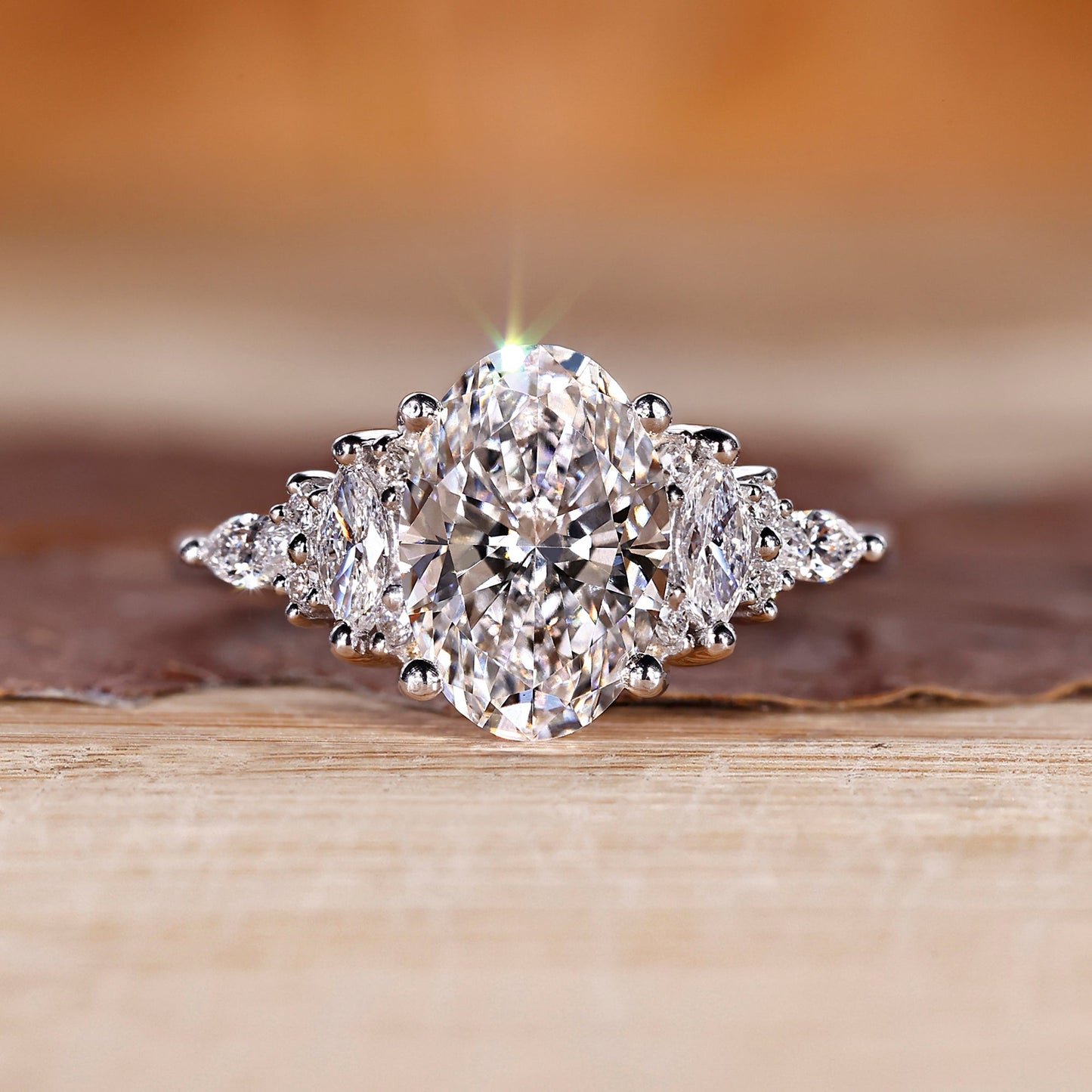 Oval Cut Diamond Engagement Ring in Muse Setting