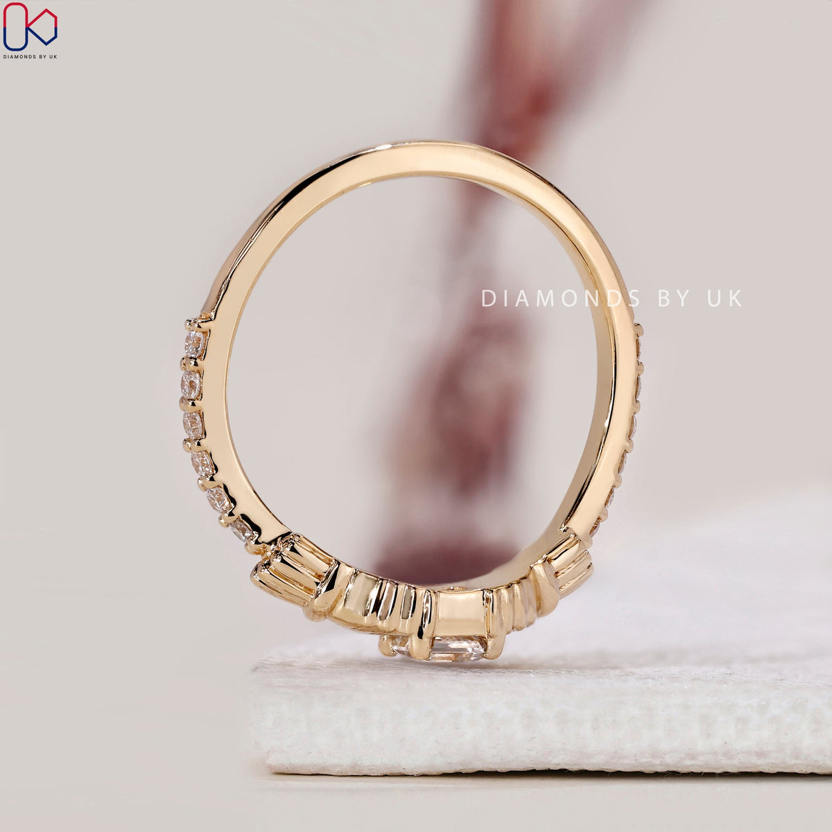 Asscher Cut Gold Claddagh Ring