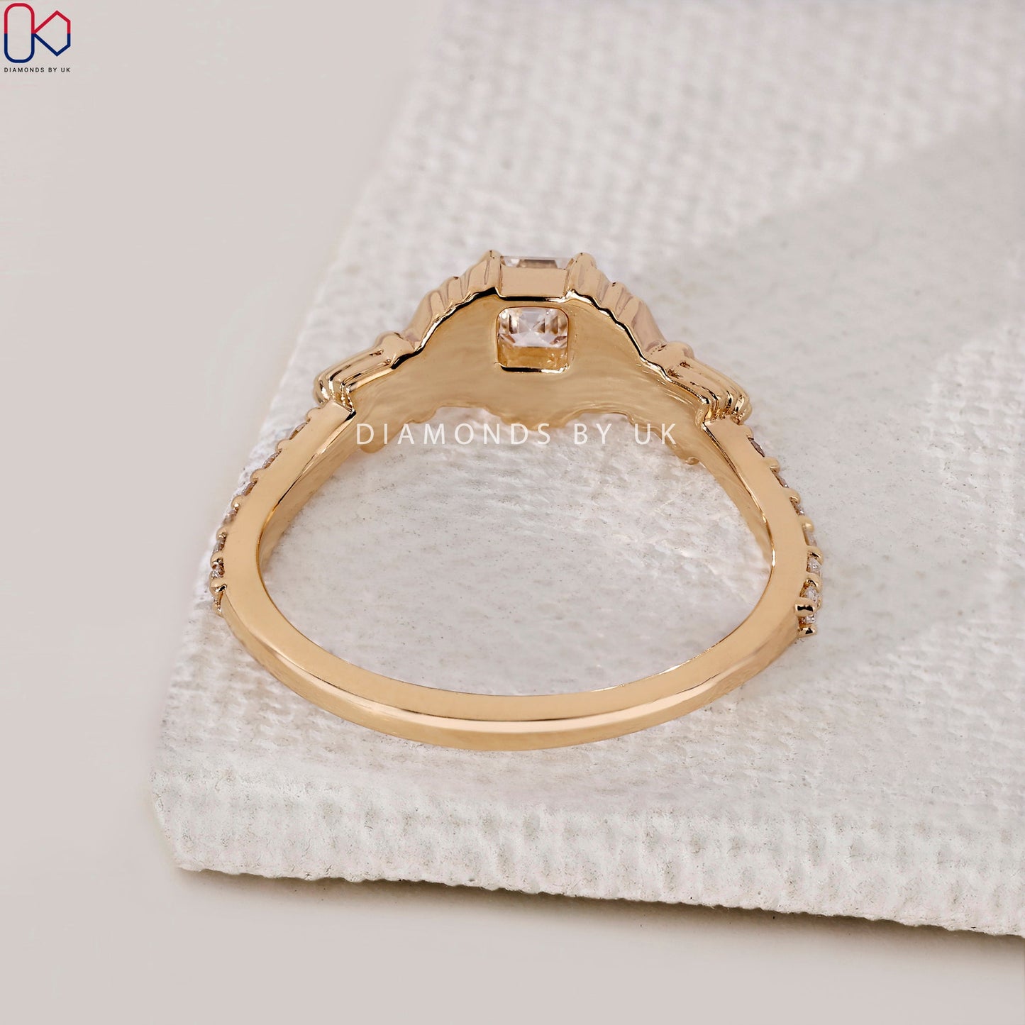 Asscher Cut Gold Claddagh Ring