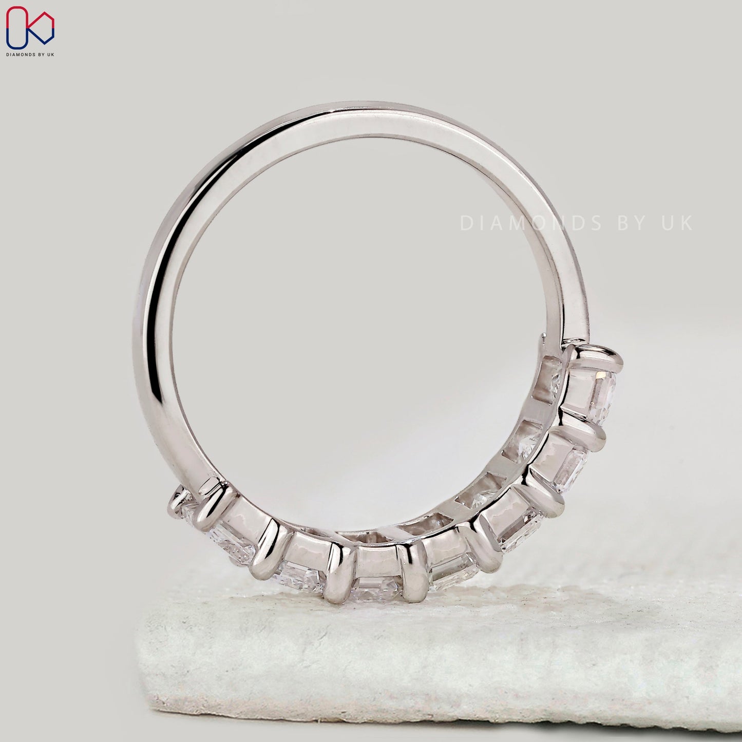 Half Eternity Emerald Cut Diamond Band