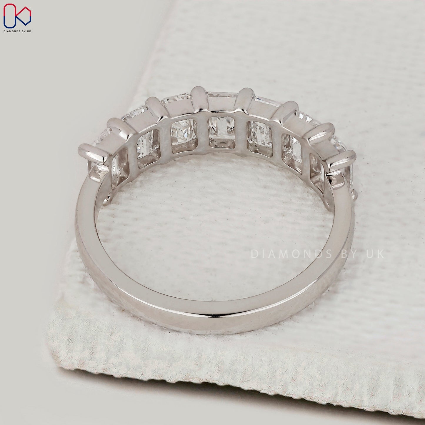 Half Eternity Emerald Cut Diamond Band