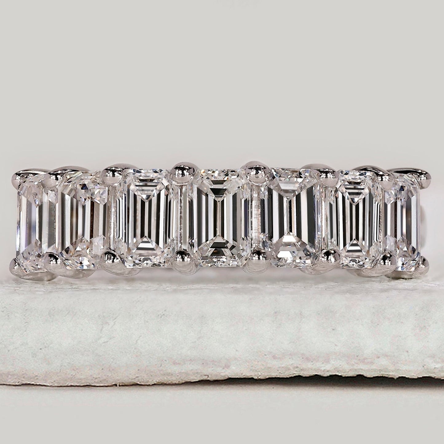 Half Eternity Emerald Cut Diamond Band
