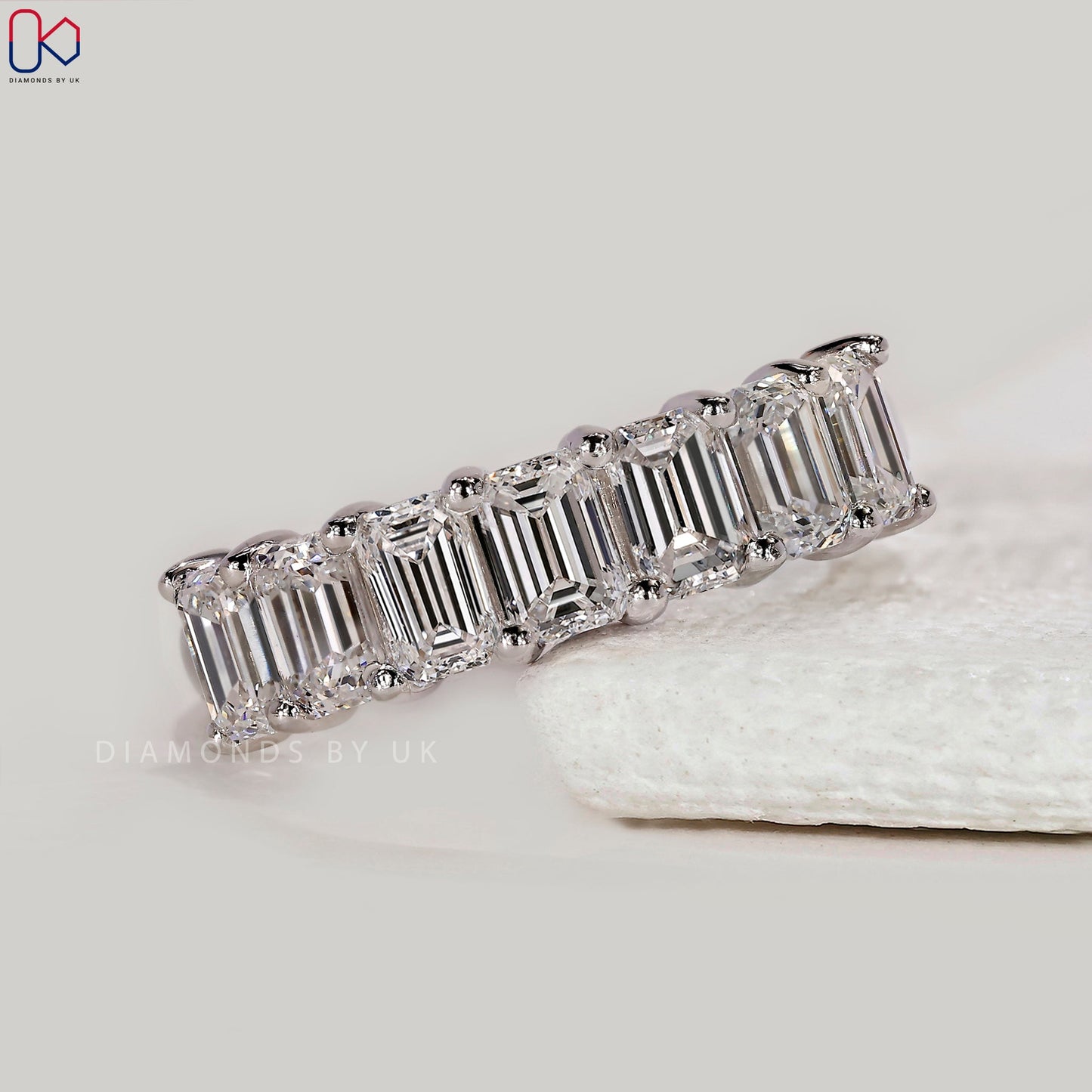 Half Eternity Emerald Cut Diamond Band