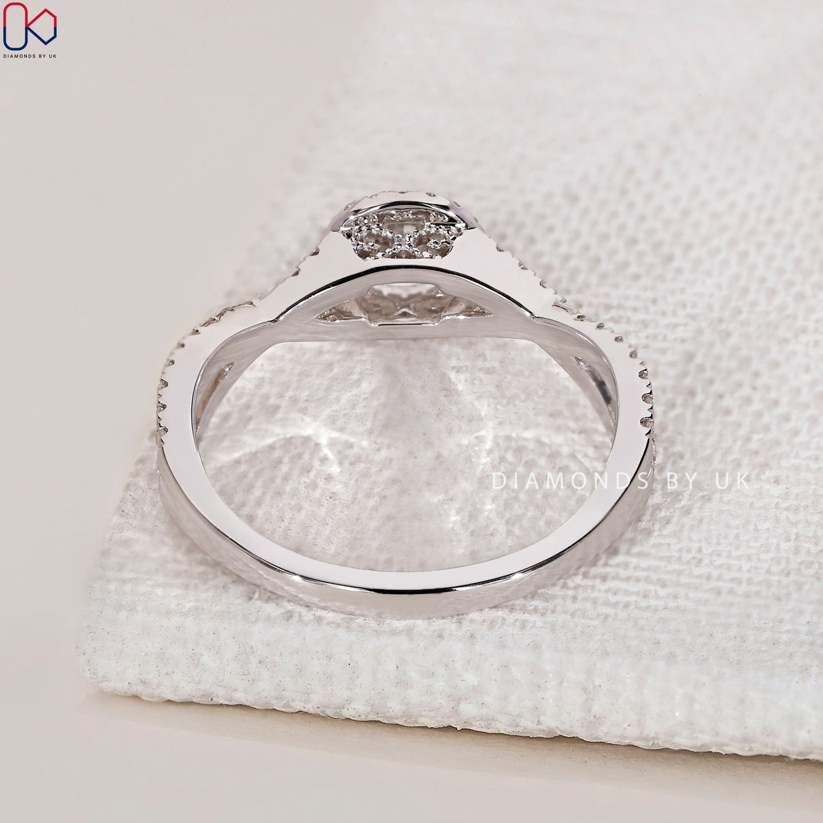 Twisted Pave Engagement Ring In Halo Style