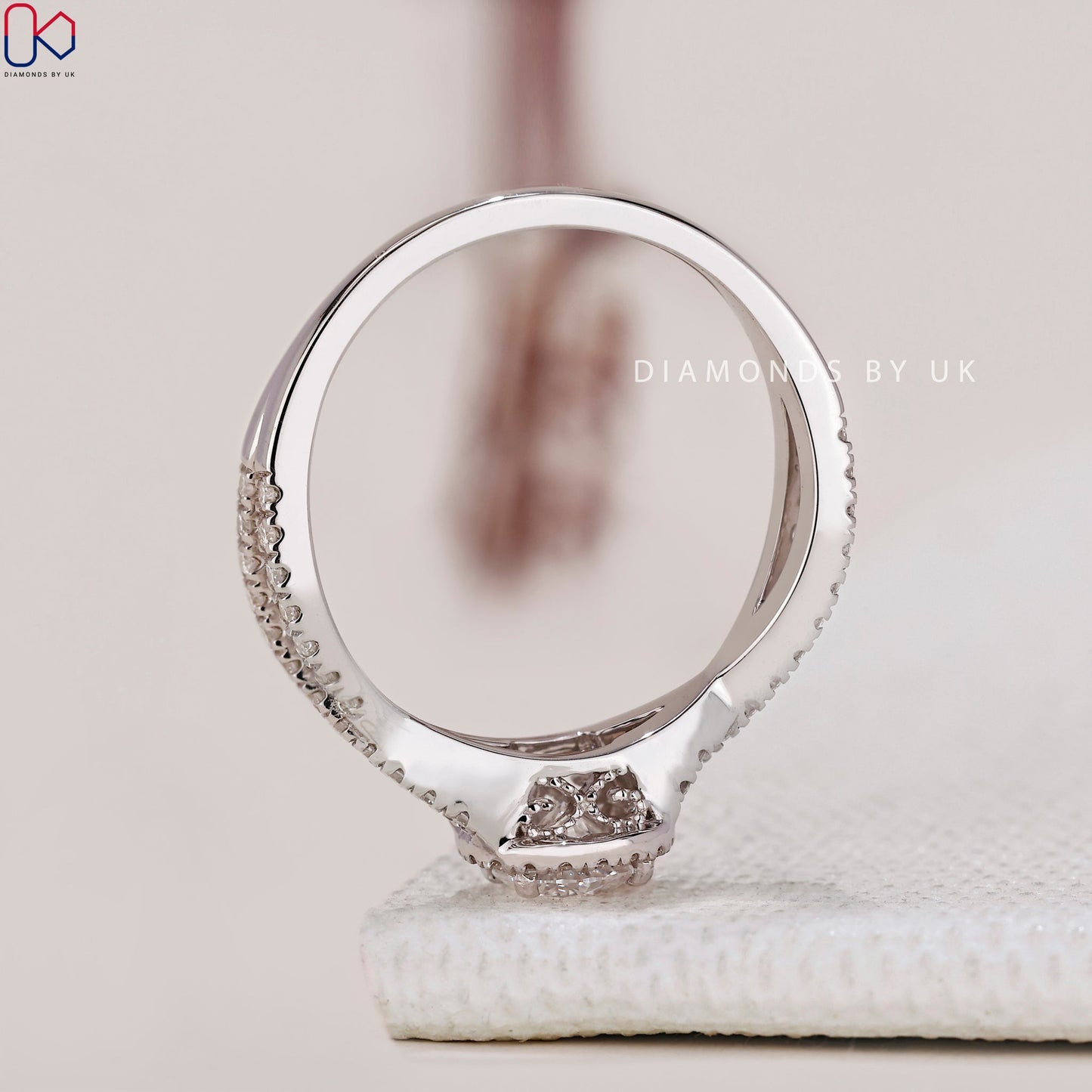 Twisted Pave Engagement Ring In Halo Style
