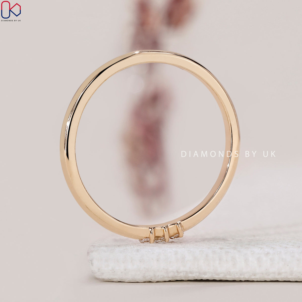3 Stone Round Cut Stackable Wedding Band