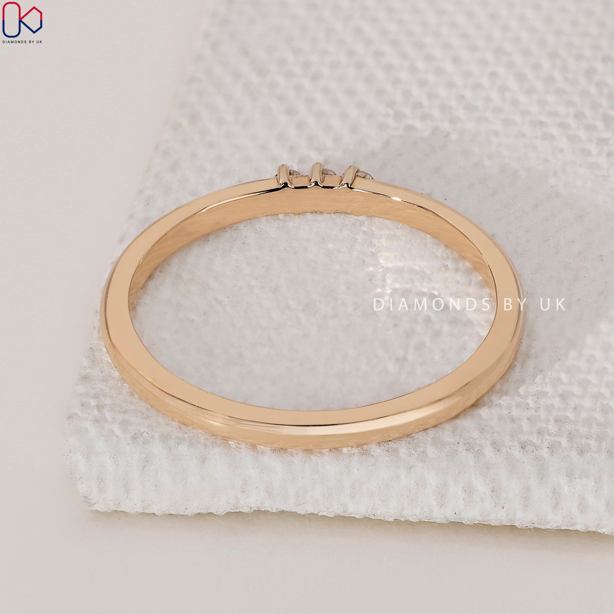 3 Stone Round Cut Stackable Wedding Band