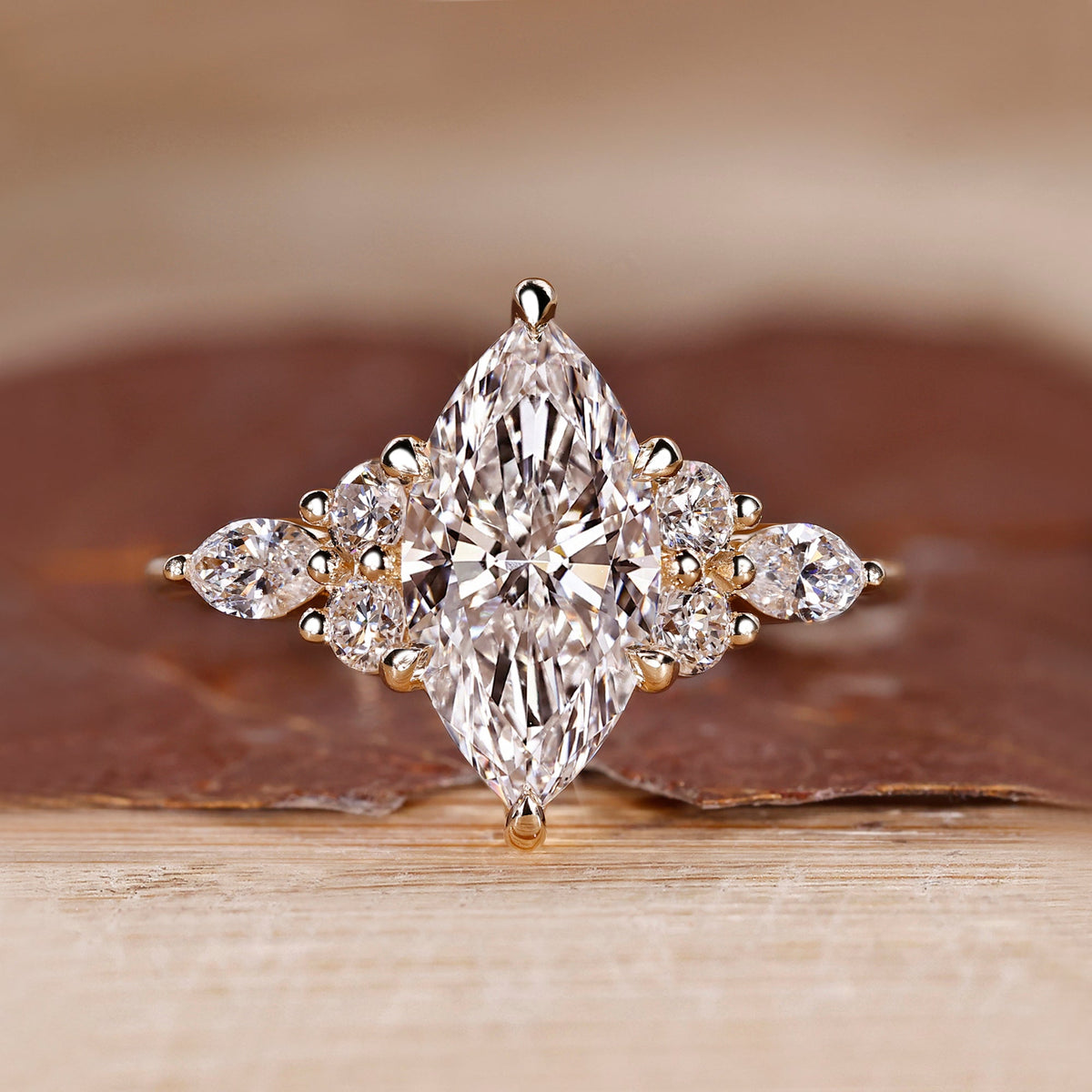 Marquise Cut Diamond Engagement Ring in Muse Setting