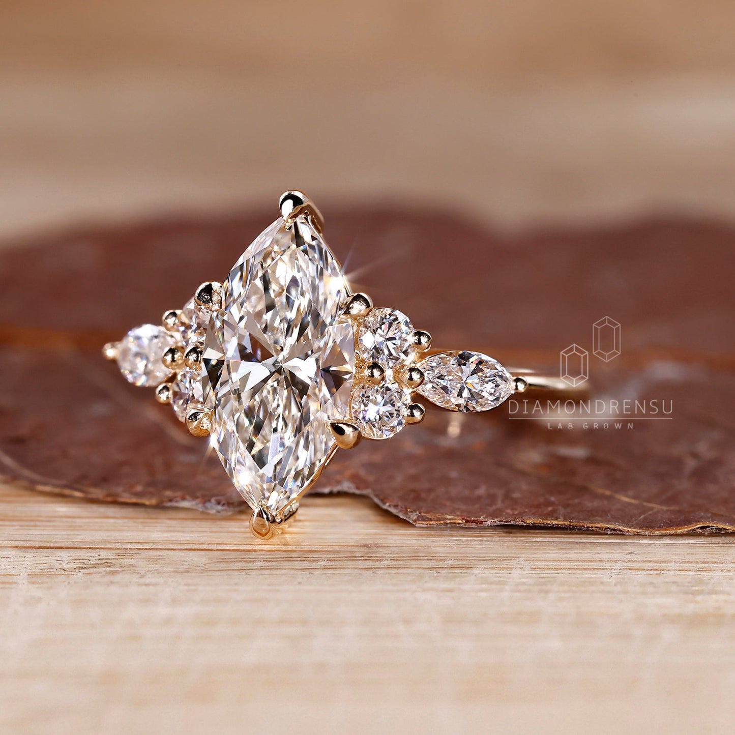Marquise Cut Diamond Engagement Ring in Muse Setting