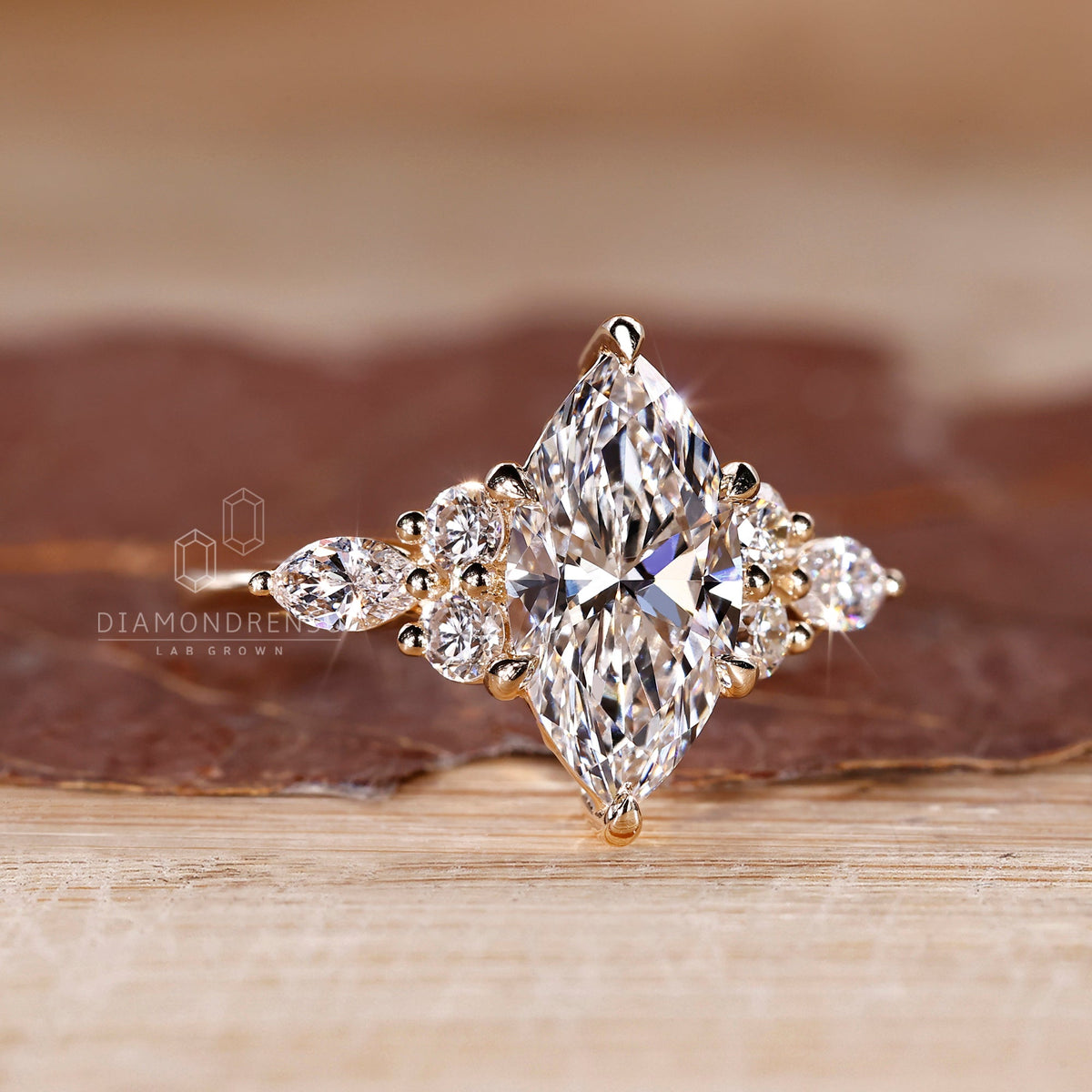 Marquise Cut Diamond Engagement Ring in Muse Setting