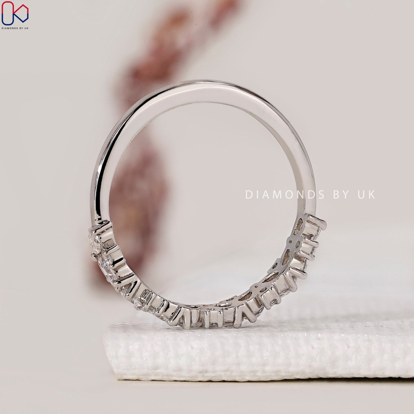 Pear And Round Wedding Band In White Gold