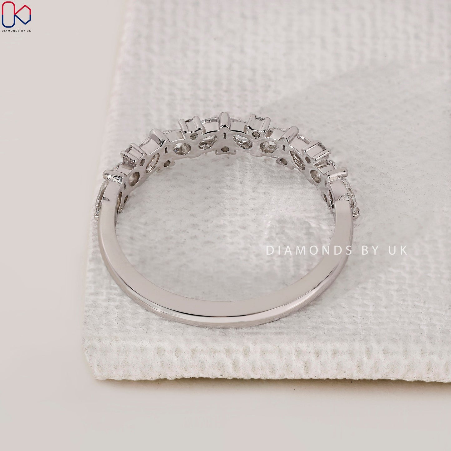 Pear And Round Wedding Band In White Gold