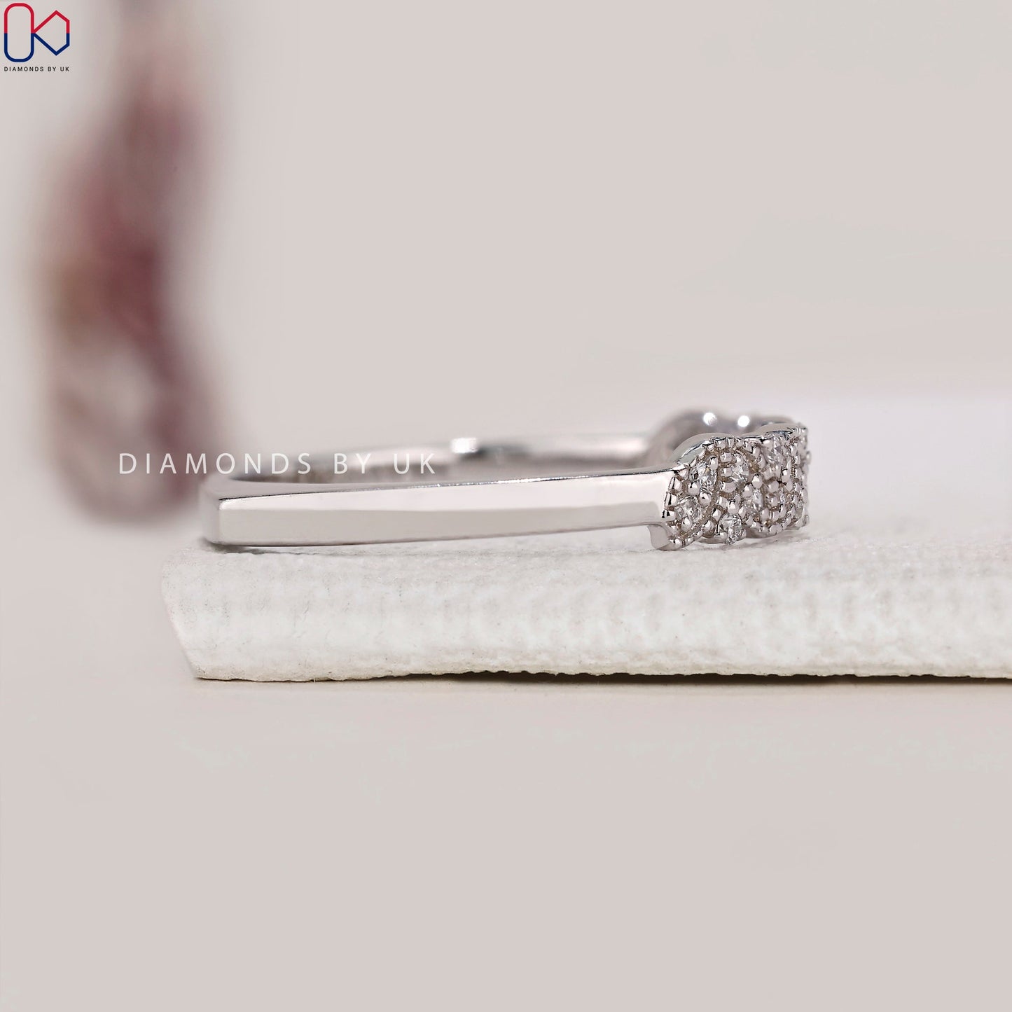 Marquise Shape Outline Milgrain Wedding Band